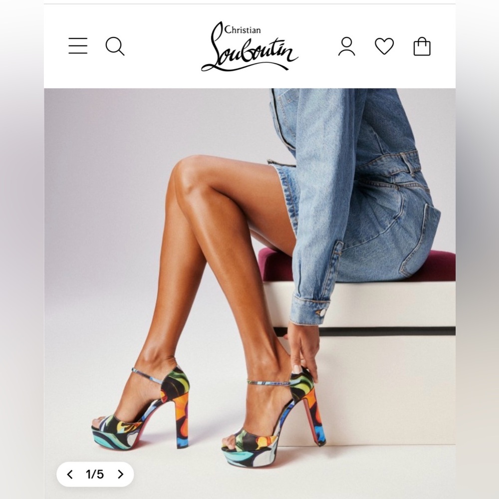 Louboutin 130 mm Strappy sandals - 'Flower' printed crepe satin - Multicolor